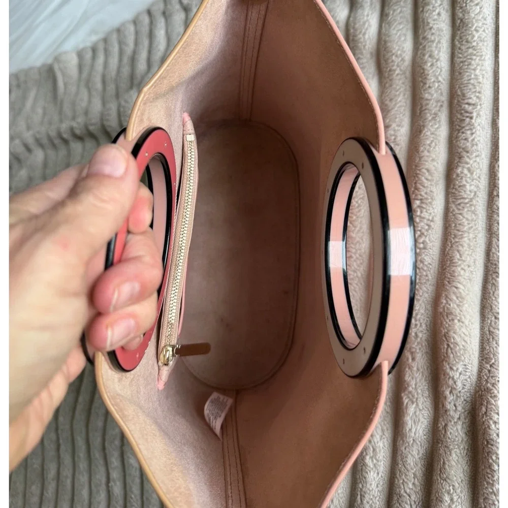 Kate Spade New York Betty Medium Tote Pink Italian Leather Resin Ring Handles